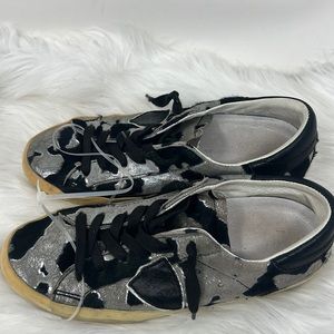 Philippe Model Animal Print Glitter Sneakers Women’s 38 US 8 Shoes BlackSliver